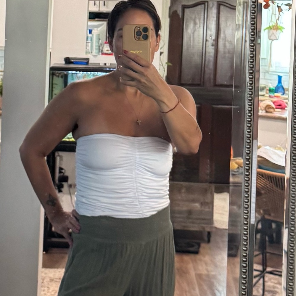 White Ruched Tube Top